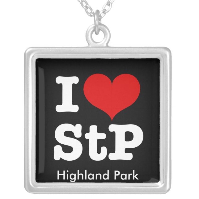 I Heart St. Paul or St. Peter Silver Plated Necklace (Front)