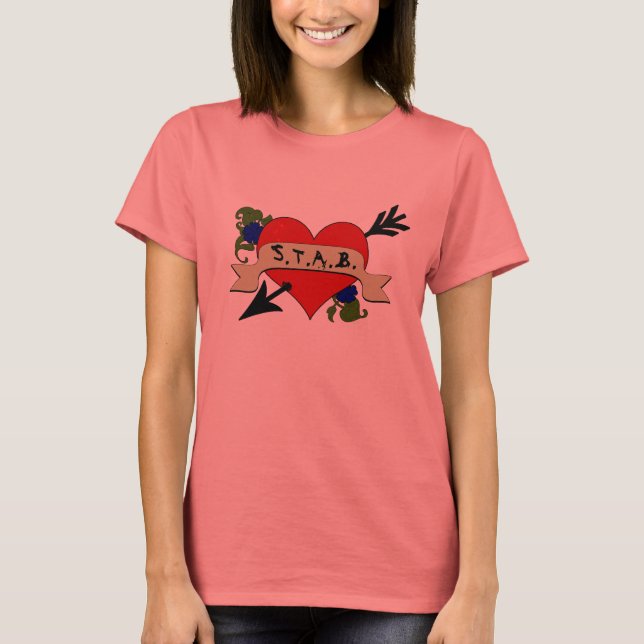 I Heart STAB Ladies Ringer T-Shirt (Front)