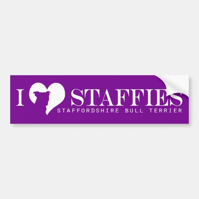 i heart Staffies - Bumper Sticker Purple (Front)