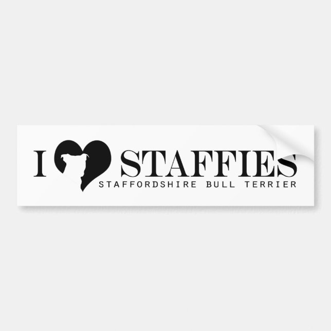 i heart Staffies - Bumper Sticker w/ Breed Name (Front)
