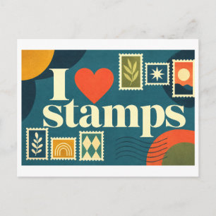 "I [Heart] Stamps" Postcard