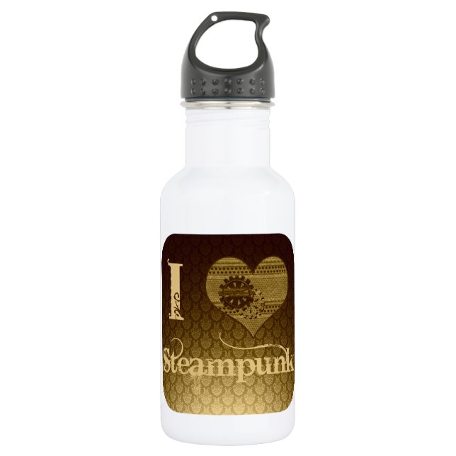 I Heart Steampunk Water Bottle (Front)