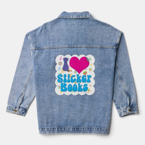 I Heart Sticker Books Childhood Nostalgia Motto Denim Jacket