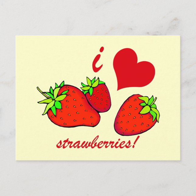 I heart strawberries postcard (Front)