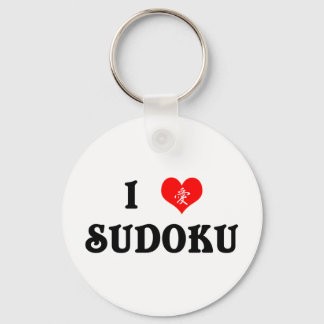 I Heart Sudoku White Keychain