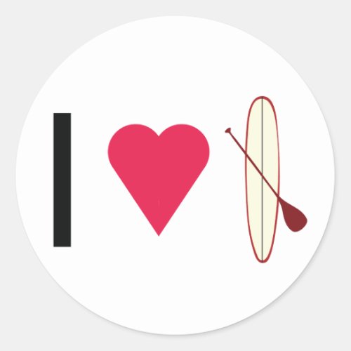 I Heart SUP Classic Round Sticker