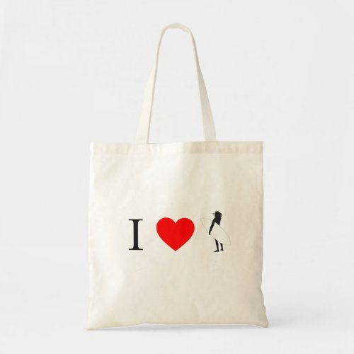 I heart surfing tote bag