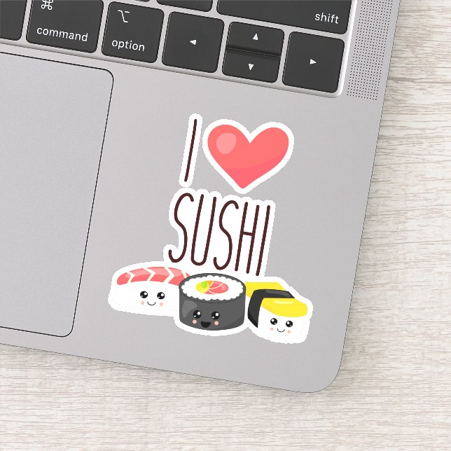 i heart sushi quote rolls sashimi surimi food sticker (Detail)