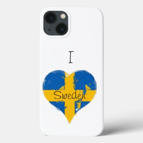 I Heart Sweden Painted Swedish Flag iPhone 13 Case