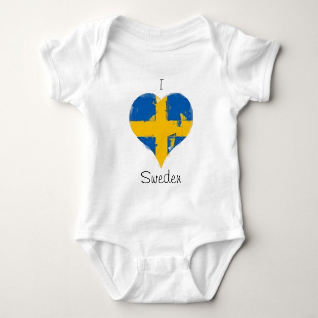 I Heart Sweden Swedish Flag Baby Bodysuit (Front)