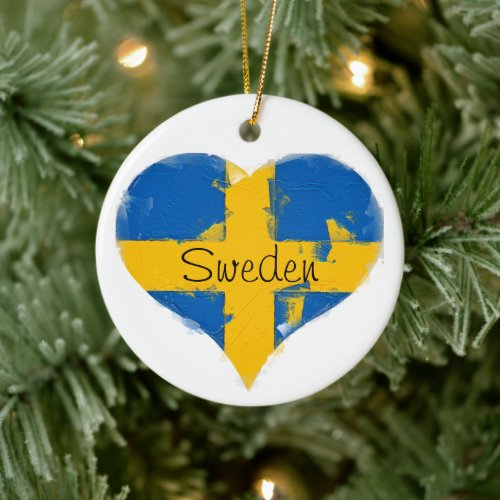 I Heart Sweden Swedish Flag  Ceramic Ornament