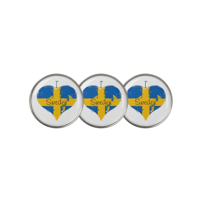 I Heart Sweden Swedish Flag  Golf Ball Marker (3 Up)