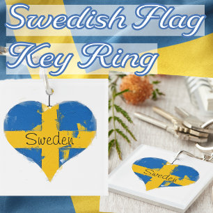 I Heart Sweden Swedish Flag Keychain