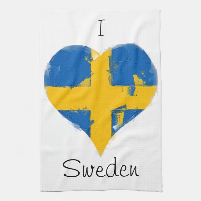 I Heart Sweden Swedish Flag Kitchen Towel (Vertical)