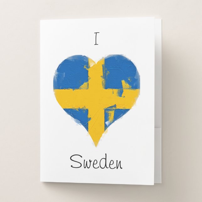 I Heart Sweden Swedish Flag Pocket Folder (Front)