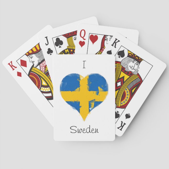 I Heart Sweden Swedish Flag Poker Cards (Back)