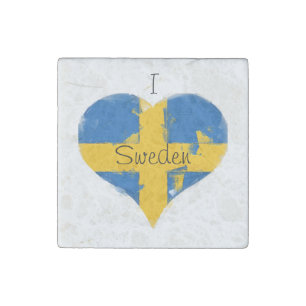 I Heart Sweden Swedish Flag Stone Magnet