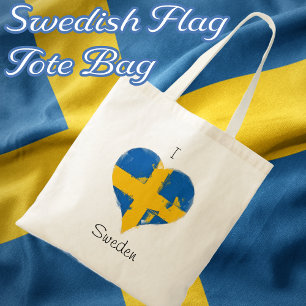 I Heart Sweden Swedish Flag Tote Bag