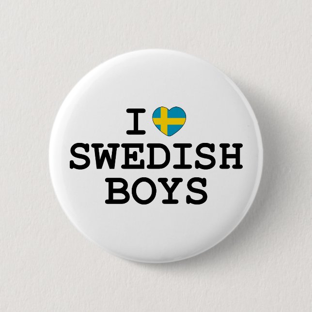 I Heart Swedish Boys Pinback Button (Front)