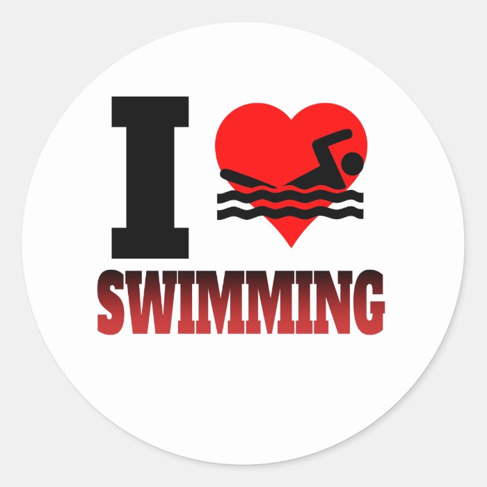 I Heart Swimming Classic Round Sticker | Zazzle