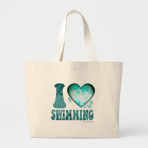 I Heart Swimming Large Tote Bag