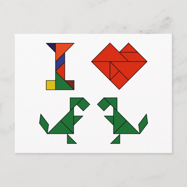 I Heart T-Rex (Tangramosaurus Rex) Postcard (Front)