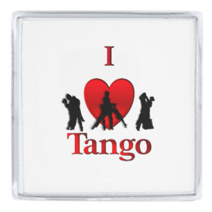I Heart Tango Silver Finish Lapel Pin