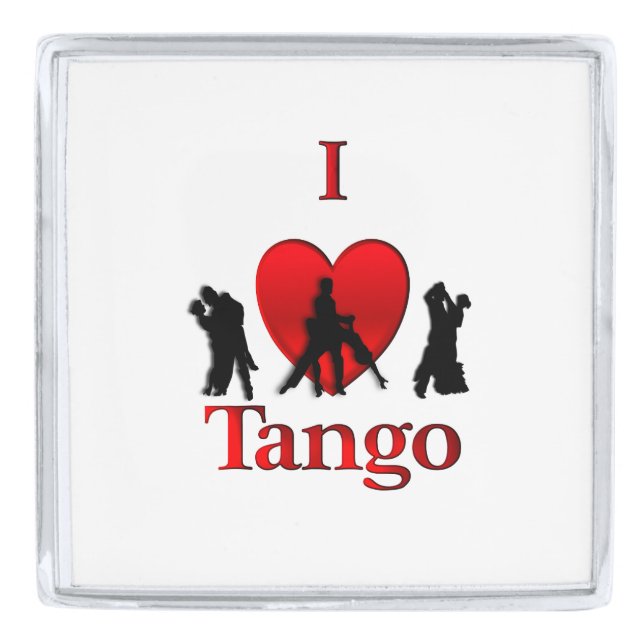 I Heart Tango Silver Finish Lapel Pin (Front)