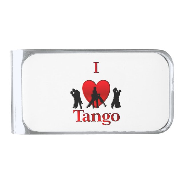 I Heart Tango Silver Finish Money Clip (Front)