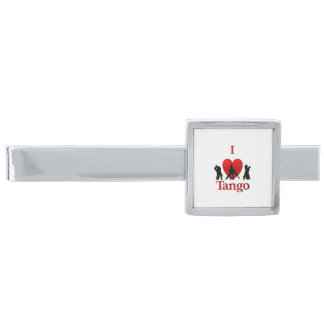 I Heart Tango Silver Finish Tie Bar