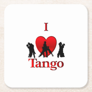 I Heart Tango Square Paper Coaster