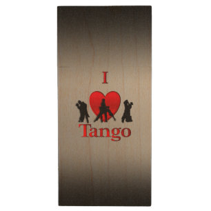I Heart Tango Wood Flash Drive