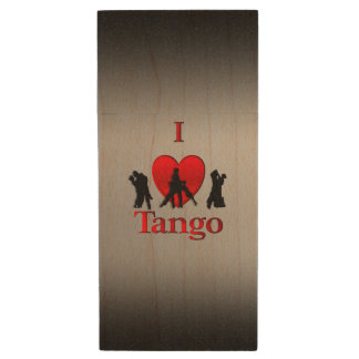 I Heart Tango Wood Flash Drive