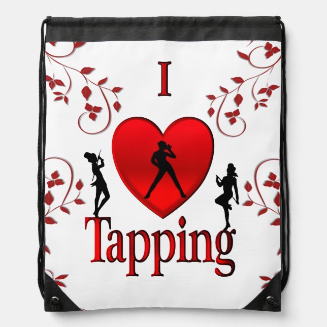 I Heart Tap Dance Drawstring Bag (Front)