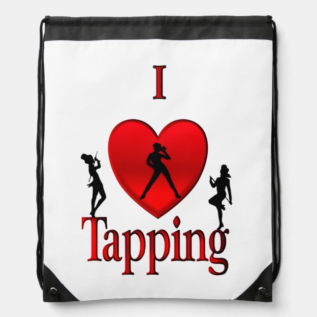 I Heart Tap Dance Drawstring Bag (Front)