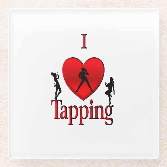 I Heart Tap Dance Glass Coaster (Front)