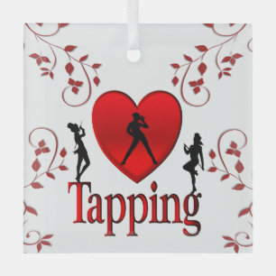 I Heart Tap Dance Glass Ornament