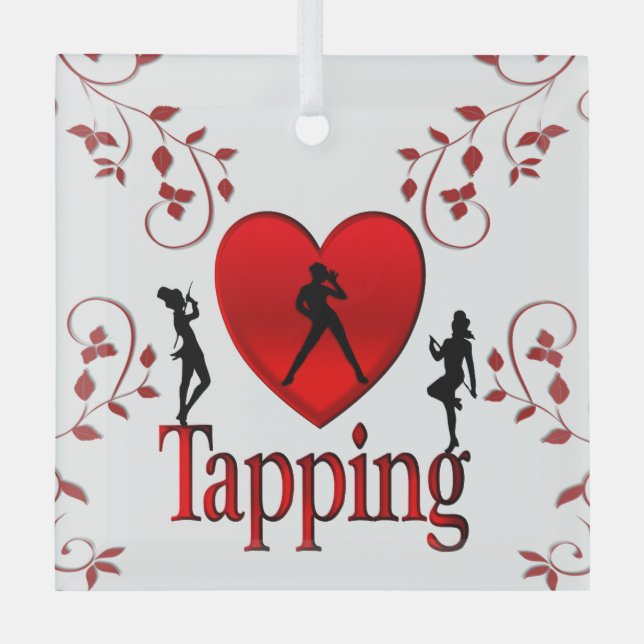 I Heart Tap Dance Glass Ornament (Front)