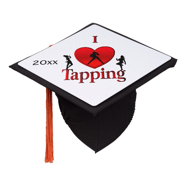 I Heart Tap Dance Graduation Cap Topper (Angled)