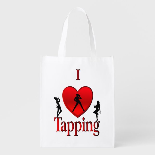 I Heart Tap Dance Grocery Bag (Front)