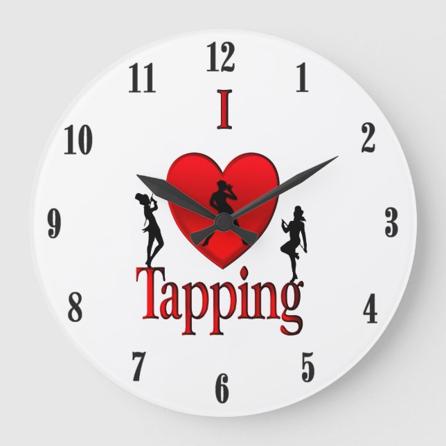 I Heart Tap Dance Large Clock (Front)