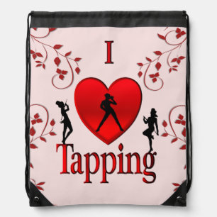 I Heart Tap Dance Pink Drawstring Bag