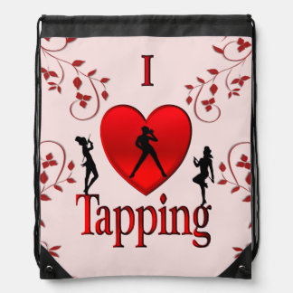 I Heart Tap Dance Pink Drawstring Bag