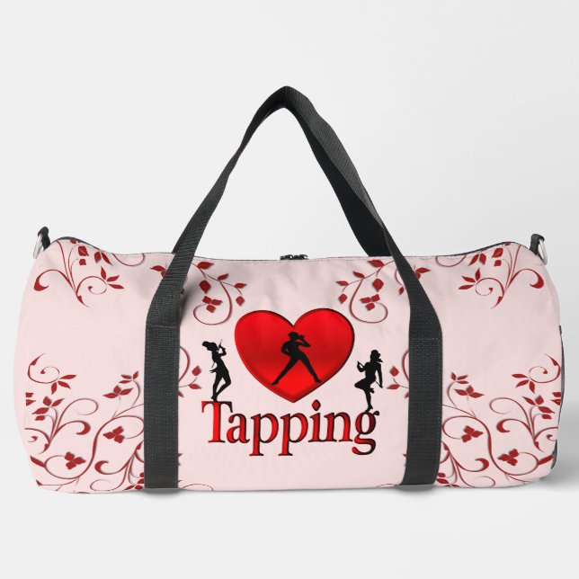 I Heart Tap Dance Pink Duffle Bag (Front)