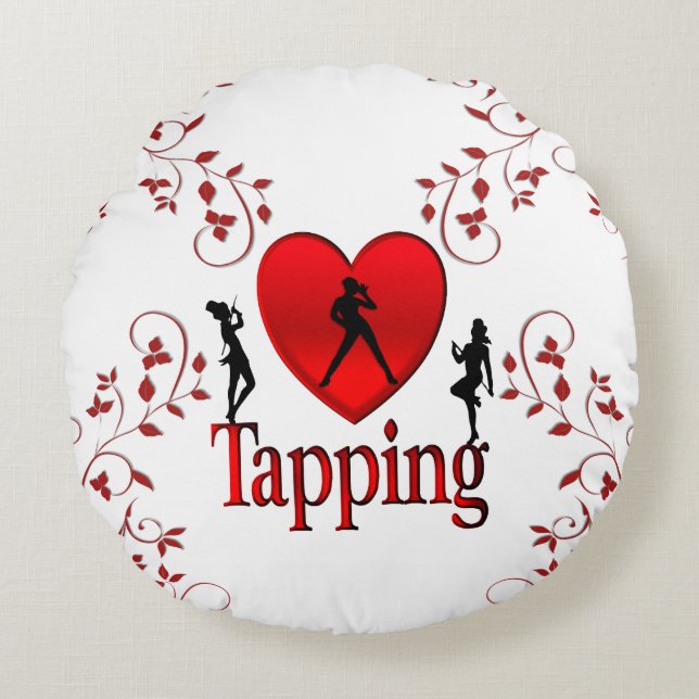 I Heart Tap Dance Round Pillow (Front)