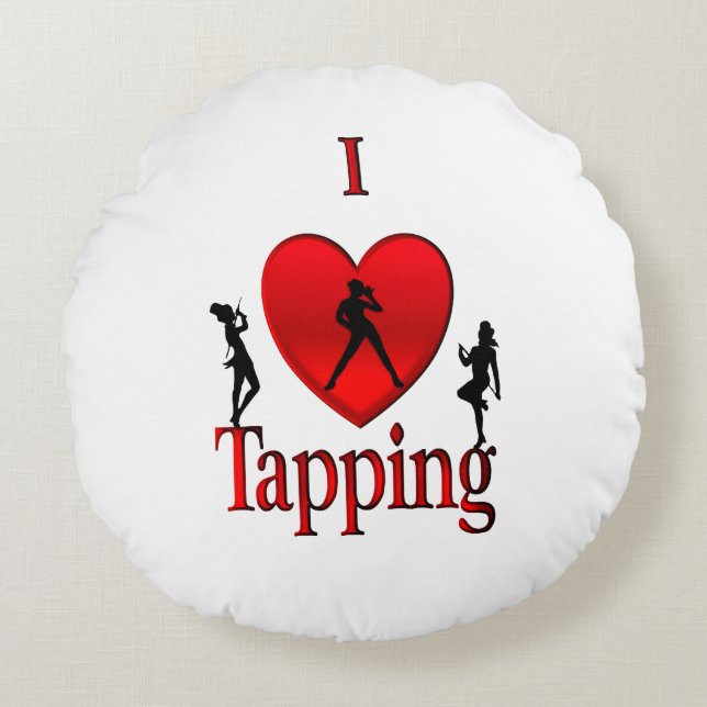 I Heart Tap Dance Round Pillow (Front)