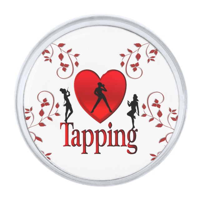 I Heart Tap Dance Silver Finish Lapel Pin (Front)