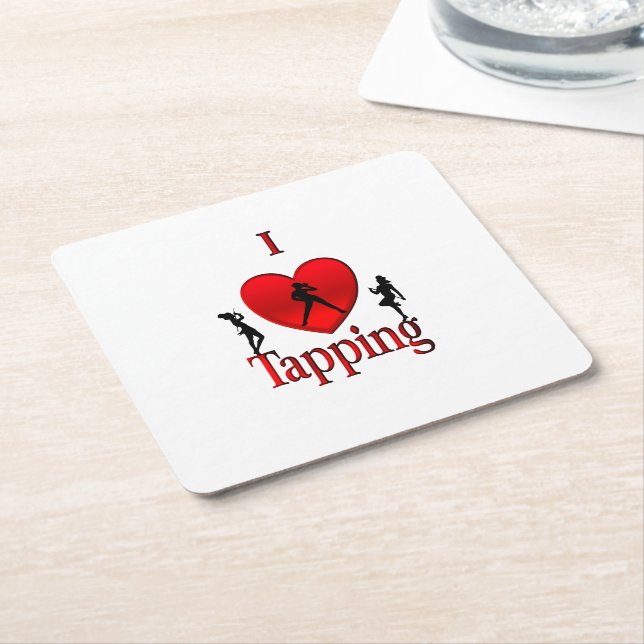 I Heart Tap Dance Square Paper Coaster (Angled)