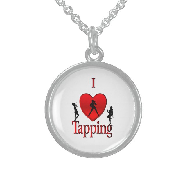 I Heart Tap Dance Sterling Silver Necklace (Front)
