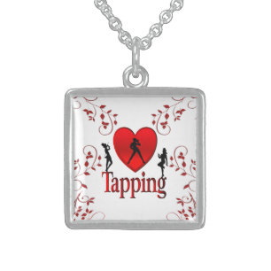 I Heart Tap Dance Sterling Silver Necklace